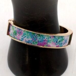 Lilly Pulitzer Blue Mandevilla Baby BLOOM BANGLE BRACELET Photodome Clasp